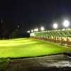 A night view of the driving range tees at Strathclyde Park Golf Club